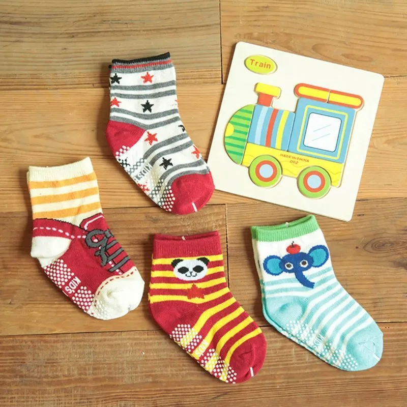 Pack Kids Socks Assorted NonSkid Ankle Cotton Pattern Socks with Grip LJ2010193007554