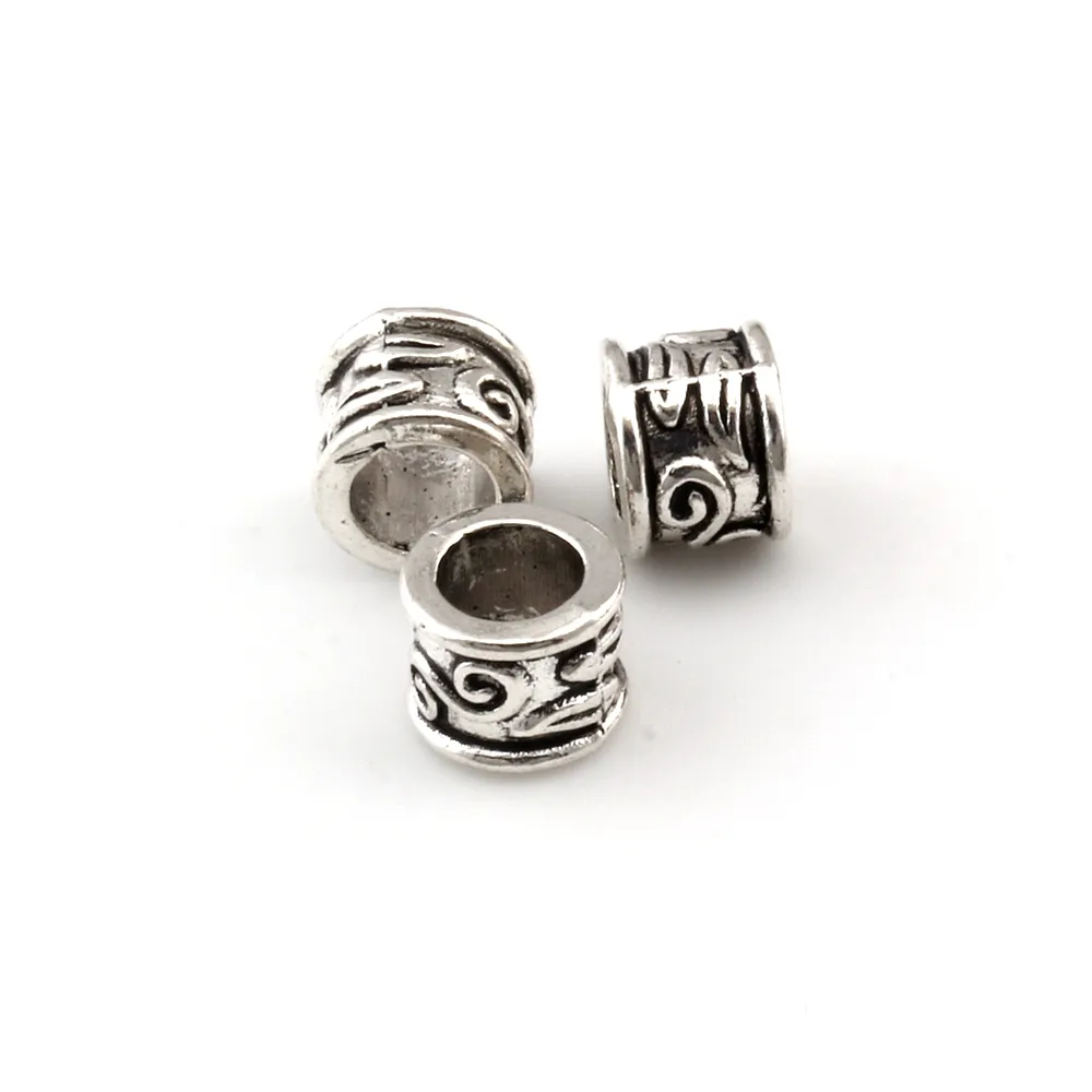 100 Stück Antik Silber 5 5 mm Loch Zinklegierung Rohr Perlen Spacer Charm für Schmuckherstellung Armband Halskette DIY Zubehör263n