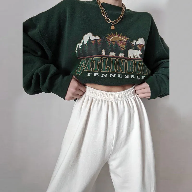 QWEEK Y2K Felpe con cappuccio da donna verde vintage Oversize E Girl Felpa con stampa estetica Autunno anni '90 Street Pullover Top manica lunga 220308