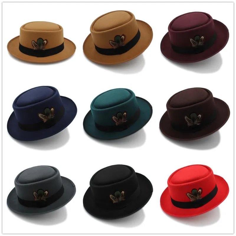 Chapeaux à large bord femmes hommes automne feutre porc tarte chapeau pour garçon écrasable Breaking Bad Walter papa hiver rétro Fedora1291q