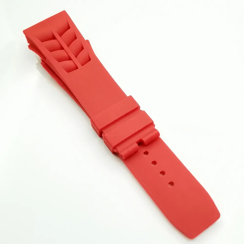 Красный ремешок для часов 25 мм, резиновый ремешок со складной застежкой 20 мм для RM011 RM 50-03 RM50-012795