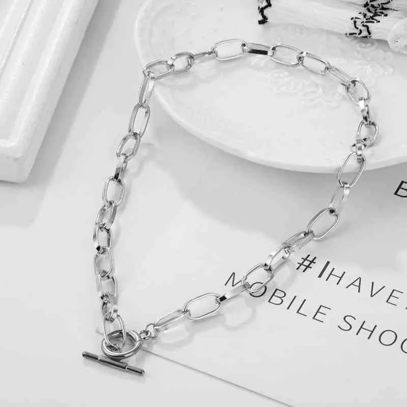 IPARAM chaîne épaisse fermoir à bascule colliers en or mixte cercle lié colliers pour femmes collier ras du cou minimaliste bijoux chauds AA220315