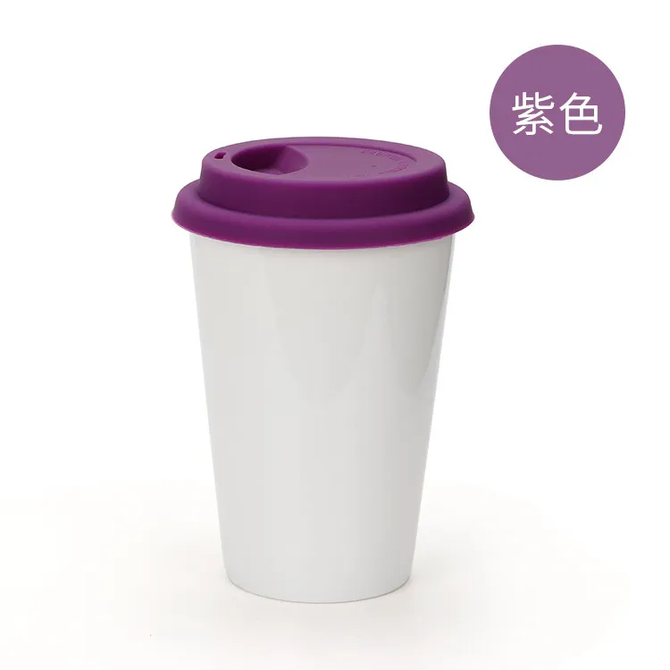 DIY logotipo personalizado 350ML 12oz forma de cono Taza de cerámica café leche té taza sublimación taza en blanco con cubierta de silicona 0301