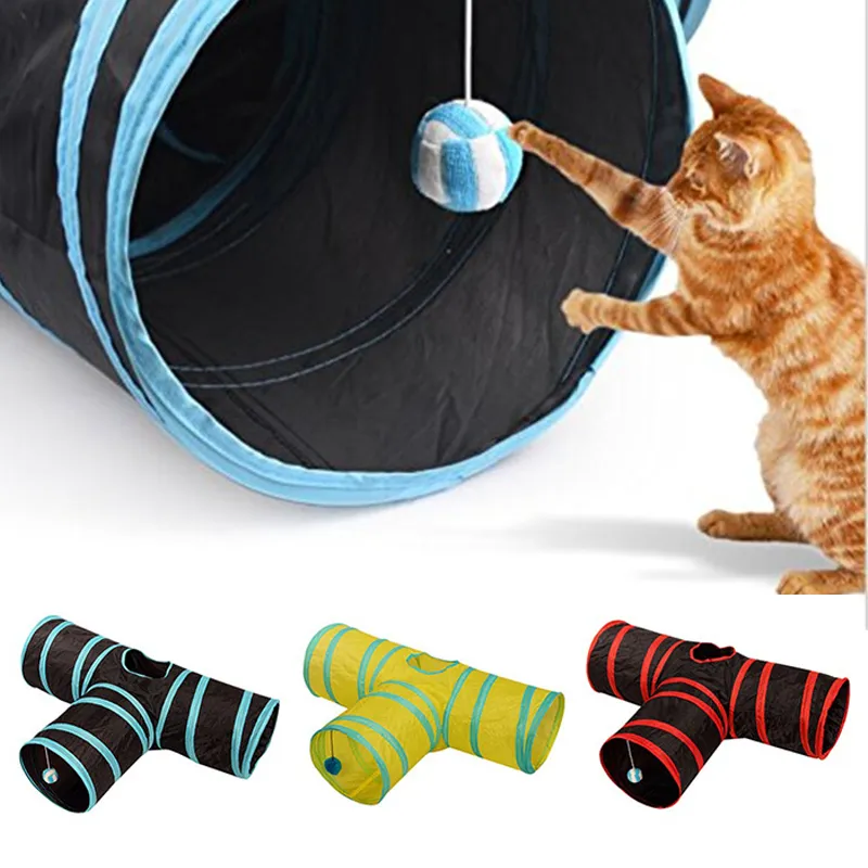 3/4/5 furos animal de estimação gato túnel brinquedos dobrável animal de estimação treinamento de brinquedo para gato coelho pequeno cão engraçado filhote de cachorro interativo jogar túnel tube 201217