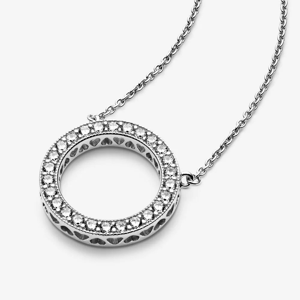 100% 925 prata esterlina círculo de brilho colar moda casamento noivado jóias fazendo para mulheres presentes246s