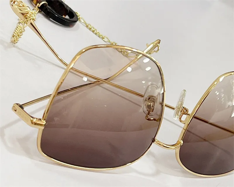 Neue Mode-Sonnenbrille 1030S einfacher quadratischer Metallrahmen mit Brillenkettenanhänger beliebte Outdoor-UV400-Schutzbrille204W