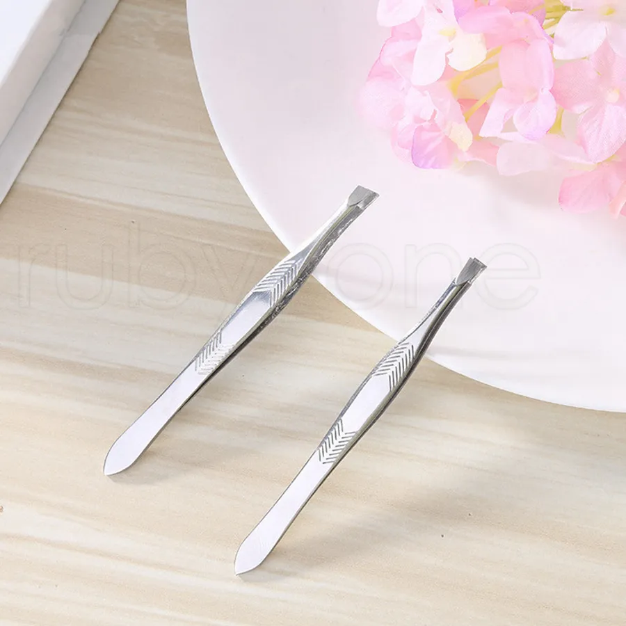 Stainless Steel Bevel Flat Eyebrow Clip Stainless Steel Eyebrow Tweezers Cosmetic Make Up Tools Eyebrow Tool