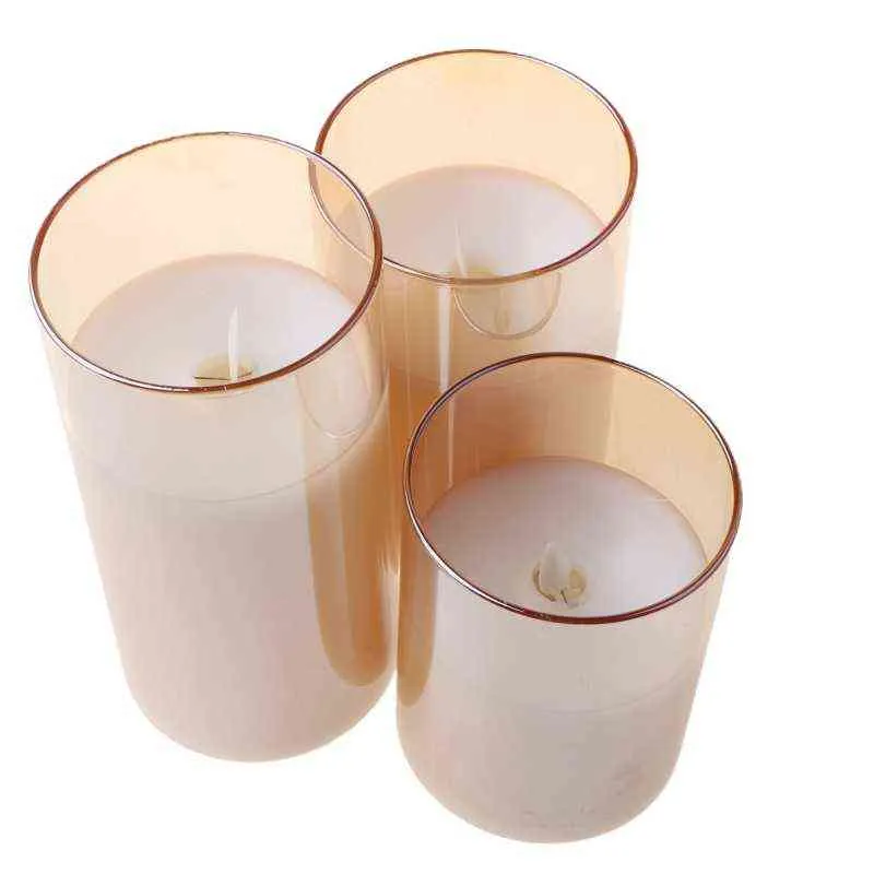 2021 New 3pack Flameless Led Candles Flickering Timer Remote Fake Wick Moving Flame Faux H1222