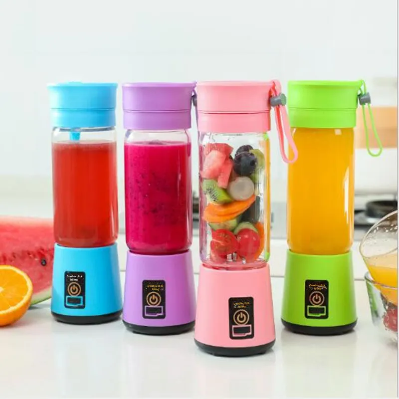 380ML Blender Home Home USB قابلة لإعادة شحن 4 شبكات كهربائية مستخرجة من عصير الزجاجة الخلاط المطبخ ملحقات المطبخ T20052227S