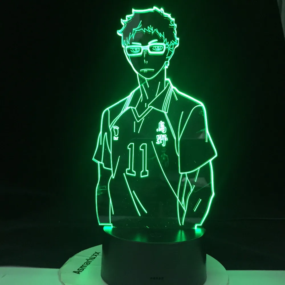 Kei Tsukishima 3D LED ANIME LAMP HAIKYUU MANGA GIFT ANIME 3D LAMP NIGHT LIGHT LAMP OTAKU GIFT Väl packad och snabb Dropship257V