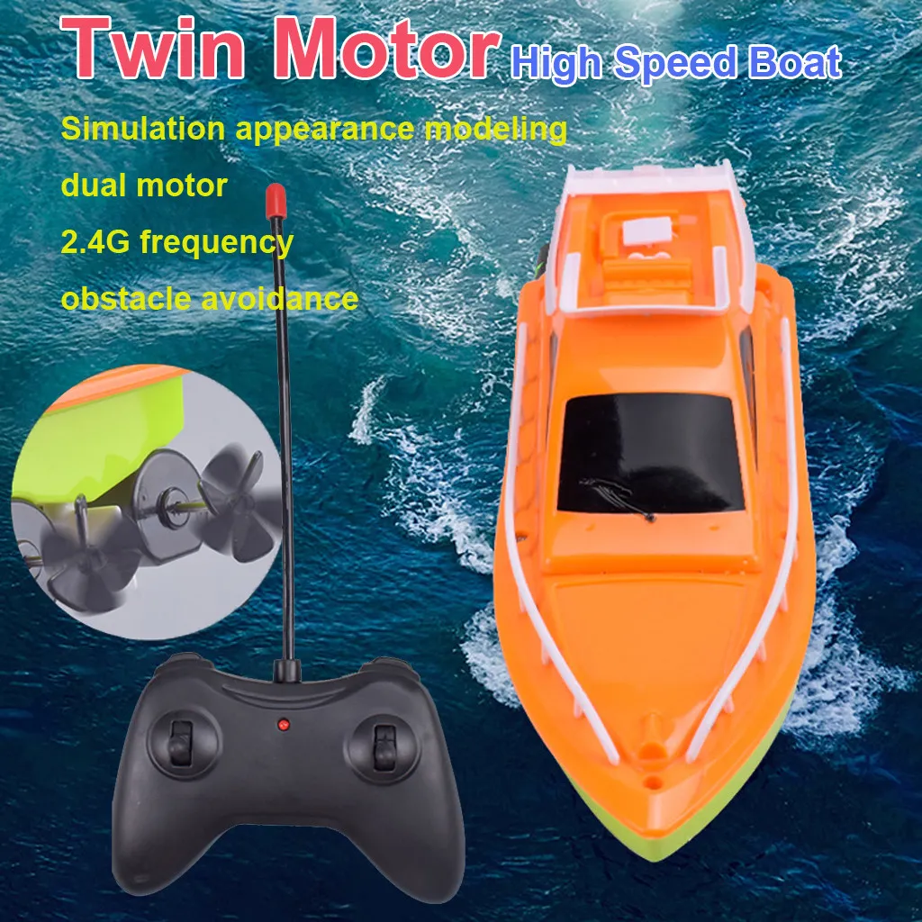 Bateau à grande vitesse à deux moteurs facile à utiliser jouets de bateau télécommandés pour enfants jouets bateau rc