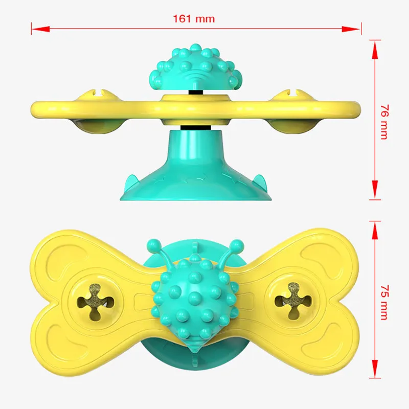 ペット猫の風車のおもちゃインタラクティブな猫のおもちゃターンテーブル吸引カップのシリコーンの傷のくすかな猫の猫犬のための猫犬LJ201125