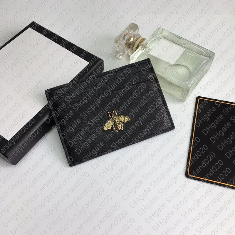 523685 BEE ANIMALIER CARD CASE Designer Mens Leather Card Holder Mini Pocket Organizer Wallet Coin Purse Fashion Signature Cardhol275Y