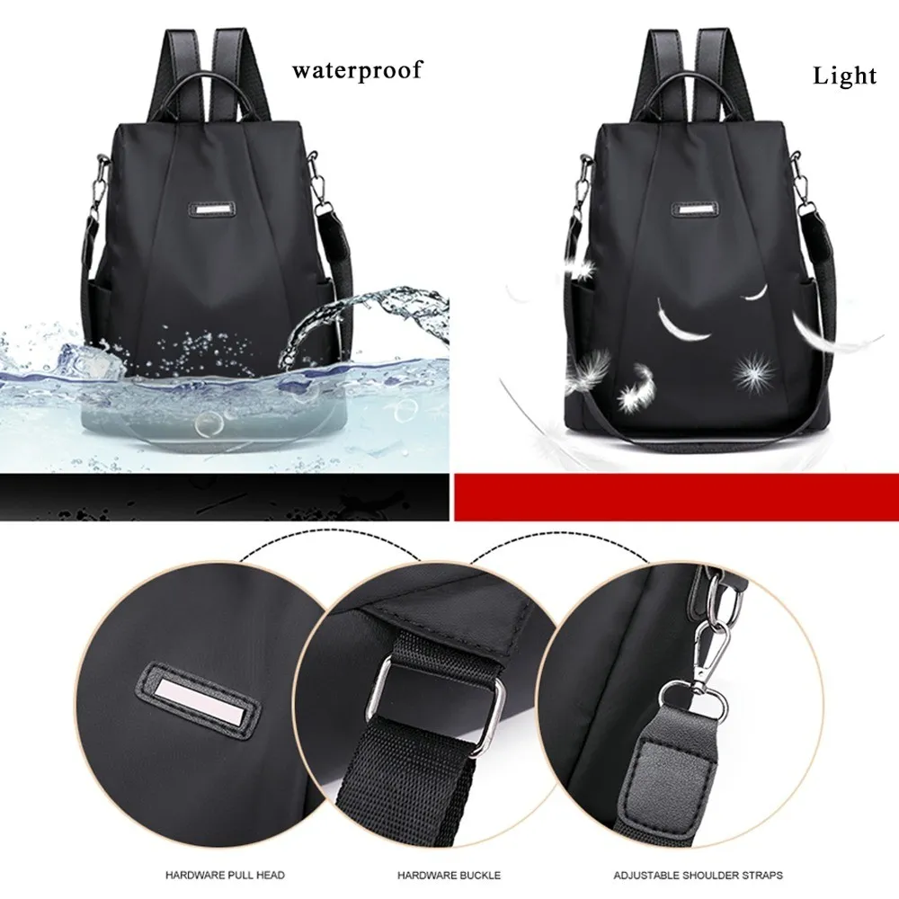 Frauen Anti-Diebstahl-Reise-Rucksack tragbarer wasserdichte Schulbag Girls Casual Nylon Lager Kapazität Umhängetasche Ladies Fashion240L