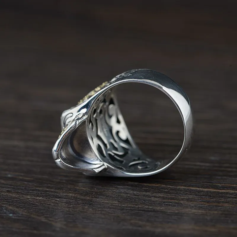 Настоящий твердый 925 серебряный серебряный сахар кольца для мужчин мексиканские кольца ретро золотой цвет кросс -цветок