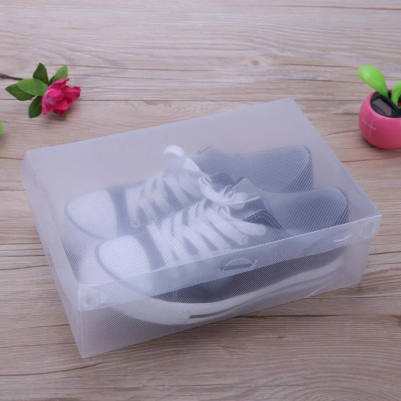 Caja de cajón engrosada RANO Caja apilable de plástico Organizador de zapatos Almacenamiento transparente Caja de zapatos de plástico plegable apilable LJ200812