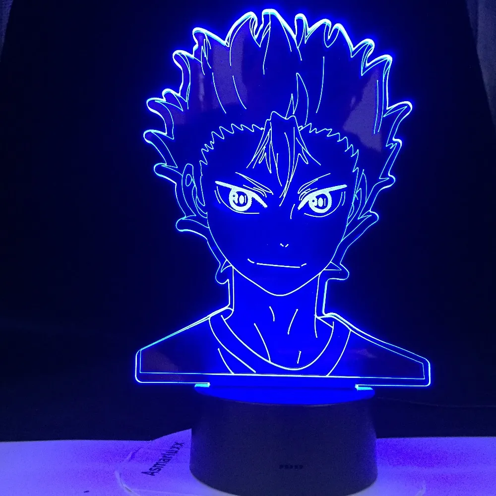 Haikyuu nishinoya yuu figur för barn barn sovrum dekor nattljus rgb färgglad skrivbord led nattljus manga 3d lampa anime gåva281j