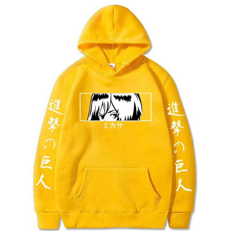 Harajuku Anime Attack op Titan Hoodies Mikasa Ackerman Sweatshirt Streetwear Pullovers Tops H1227
