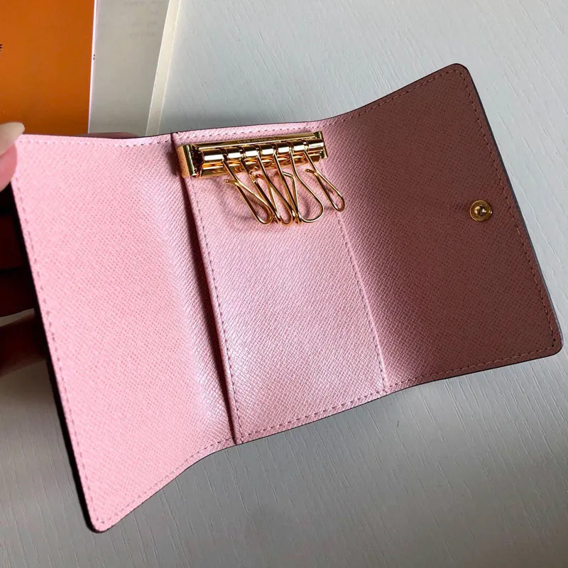 Klassieke canvas sleutel portefeuilles tassen voor vrouwelijke kaarthouders voor dames lederen tas portemonnee voor vrouwenslot met zes toetsen met box2055
