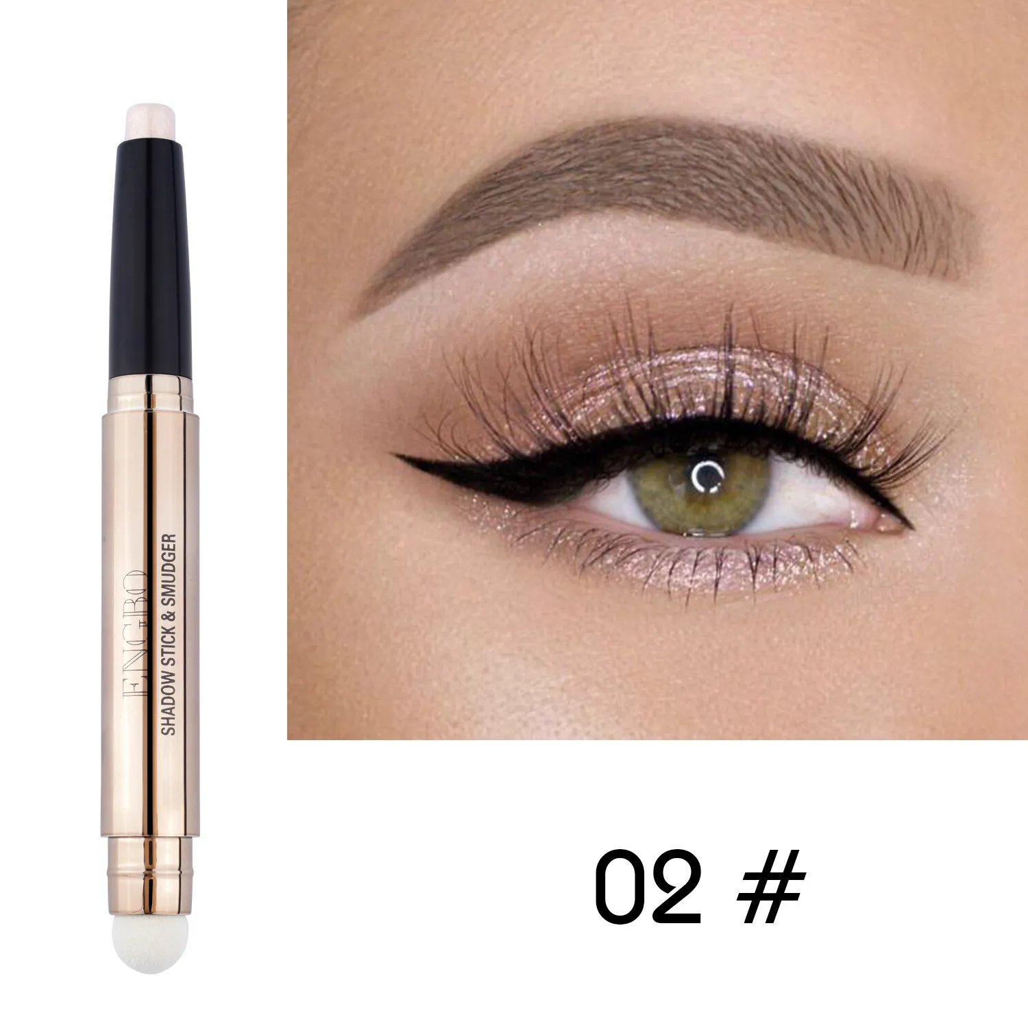 Dubbele oogschaduwstick met Smudger Creamy Eyes Shadow Pencil en Blending Brush Shimmer Blue Red Green Make Up