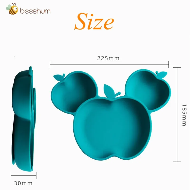 Placas de silicone beeshum para bebês de mesa cheia de pratos de mesa infantil 0-12 meses Apple Cartoon Bowls pratos LJ201221