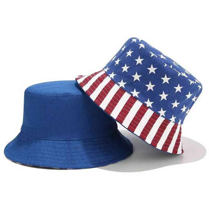 BucketHats For Men And Women Independence Day Print Foldable Fisherman Hat Sun Hat Bucket Caps Fishing boonie Hat Sunhat G220311