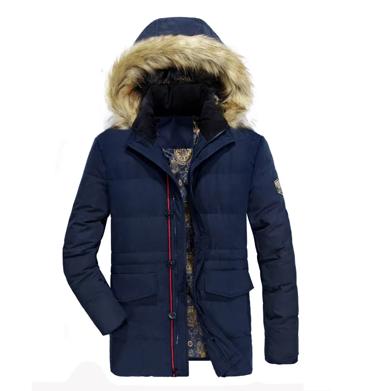 Fashion Long down Men Hooded Winter Coat Men Thick Warm Mens Winter Jacket Windproof Wool Liner Parka 201127