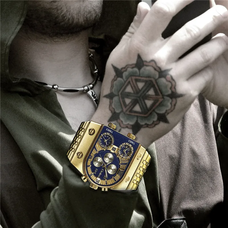 Marque Oulm montres à Quartz hommes militaire étanche montre-bracelet de luxe en or en acier inoxydable montre masculine Relogio Masculino 220225231b