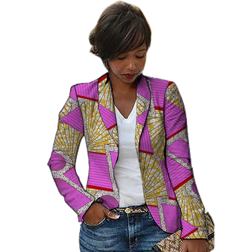 Afrikaanse Mode Vrouwen Blazers Sjaalkraag Ontwerp Vrouwelijke Dashiki Print Ankara Pak Jassen Custom Made Afrika Kleding 201102