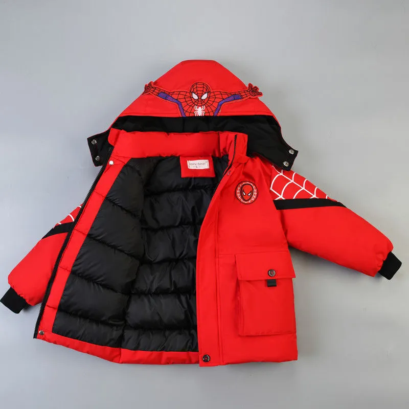 Zimowa kurtka dla chłopców ciepła kurtka dla dzieci płaszcz kreskówek bawełniany ubrania dla dzieci ciepłe parka chłopiec z kapturem grube lj201202
