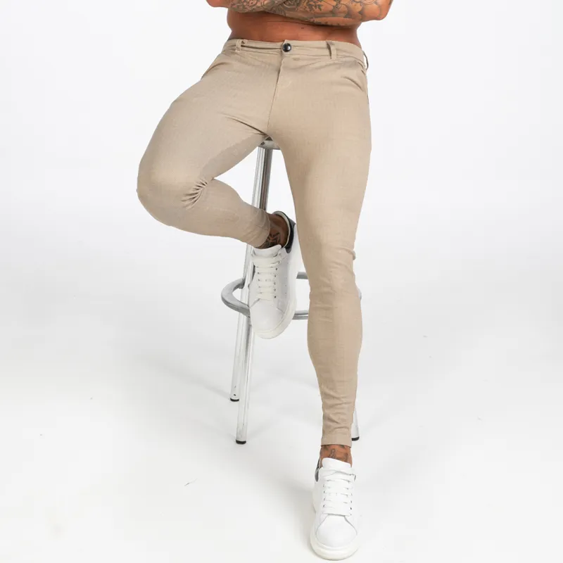 Gingtto aw heren chinos slank fit kaki chinos broek voor mannen rekbare broek casual enkel strakke fit street mode zm376 201203