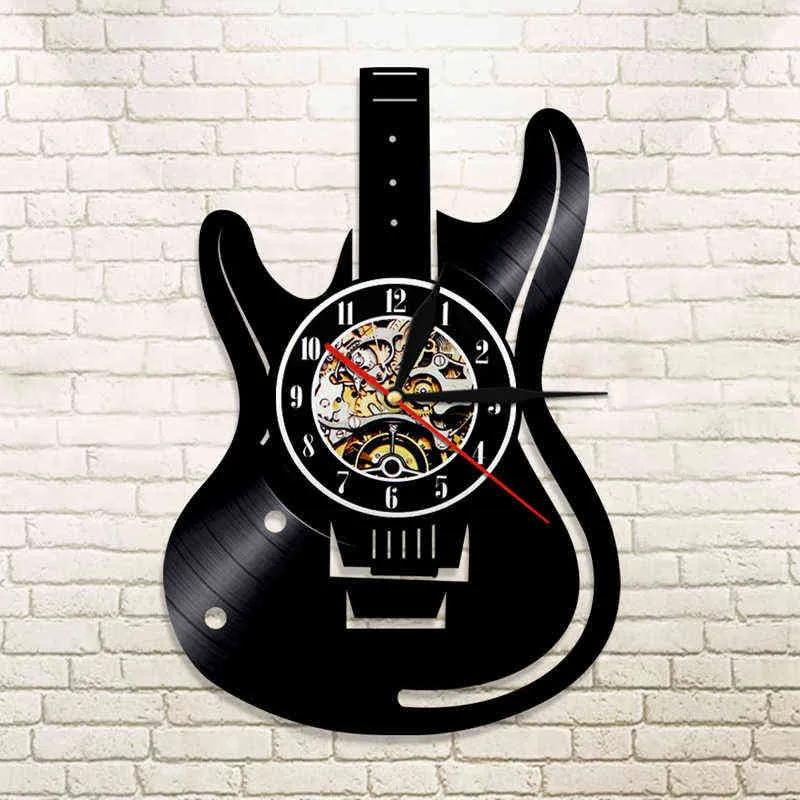 Виниловые записи светодиодные настенные часы музыка тема гитара часы настенные часы современный дизайн домашнего декора музыкальные инструменты подарок для музыканта H1230
