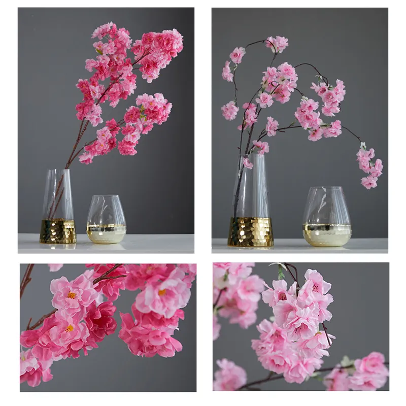 Konstgjorda körsbärsträd rosa sakura gren silke 120 cm diy konstgjorda blommor blommig vägg bröllop dekoration hem utomhus dekor2044963