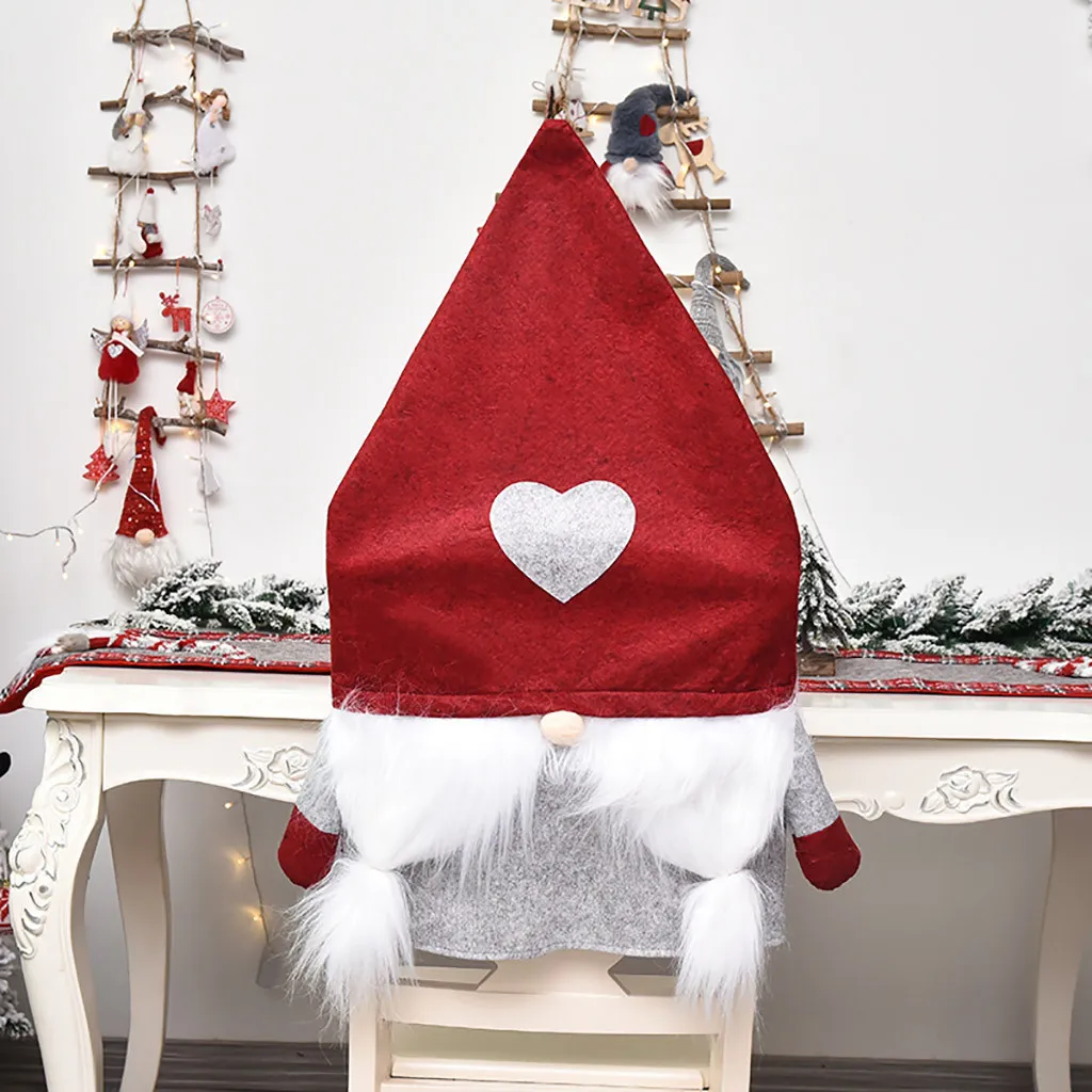 Christmas Chair Covers Santa Claus Hat Dinner Back Table Party Decor Year Supplies Free Ship Y201020