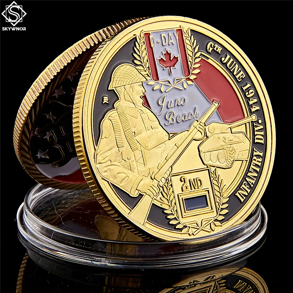 DayNormandy Juno Beach Military Craft Canadian 2rd Division Gold Plated 1oz Commemoration Collectible Coin Collectibles1331321