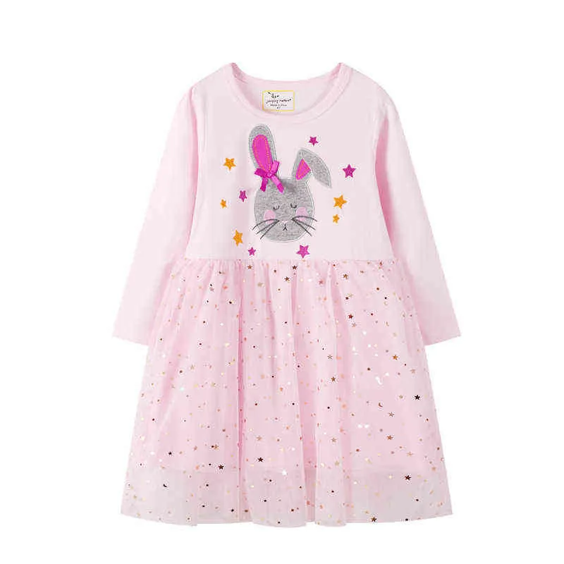 Long Sleeve Rainbow Girls Dress Clothing Party Tutu Baby Cotton Princess Cute Birthday Gift Halloween Kid 211231