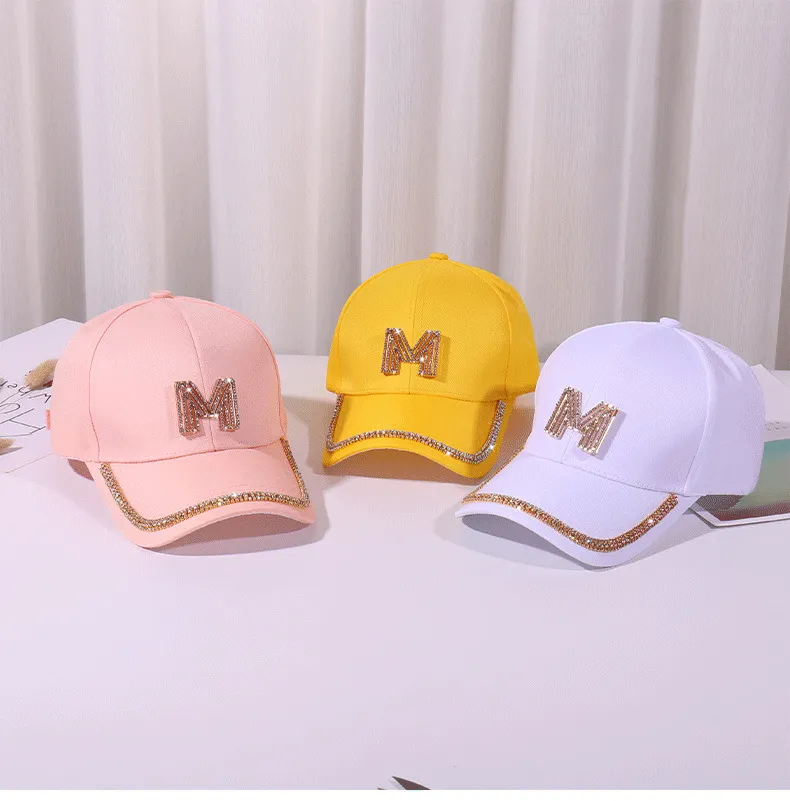 2020 New 4colors Letter MD Rhinestone Women Baseball Cap Female Solid Outdoor Adjustable Embroidered Hip-hop Hats Summer Sunhat10
