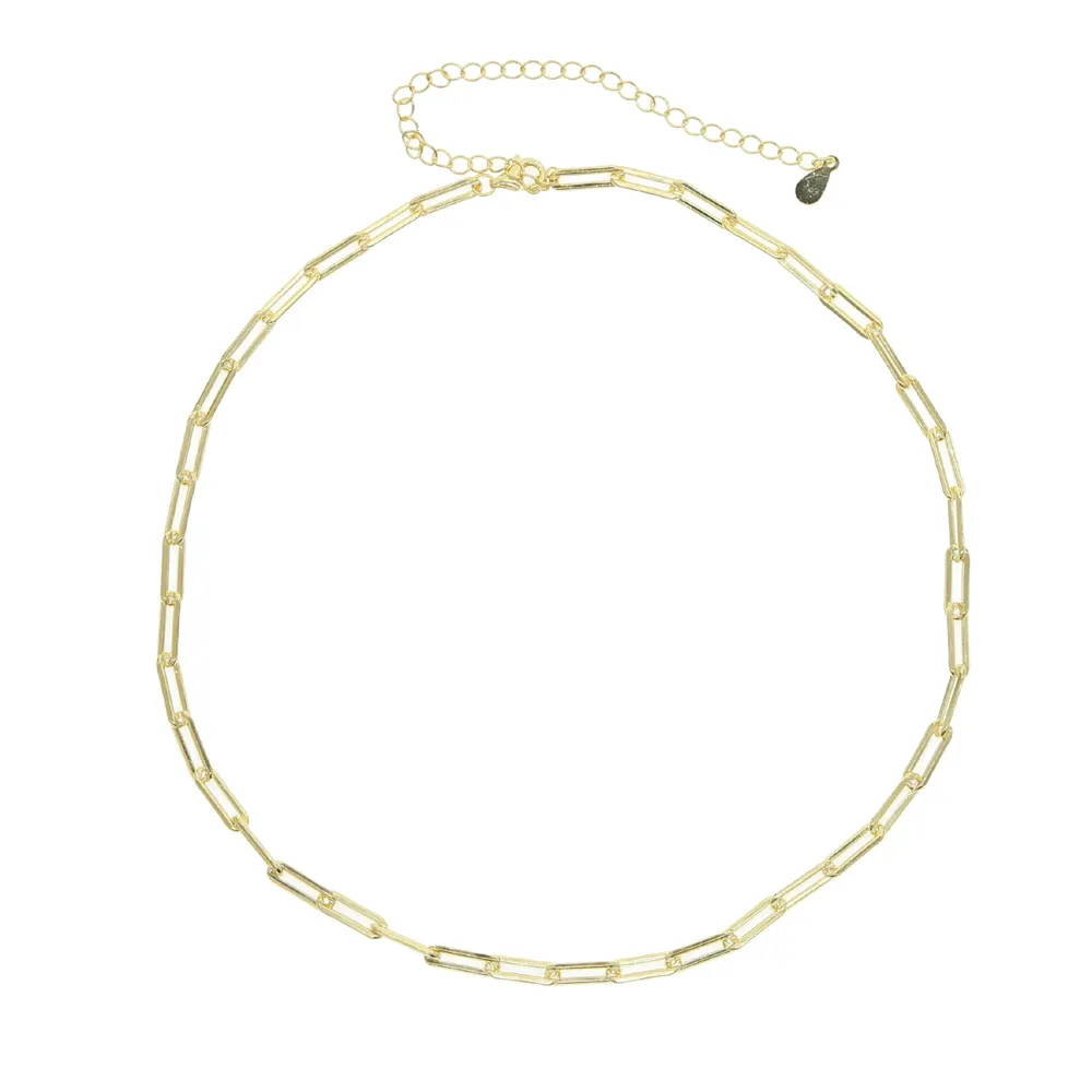 2色925 Sterling Silver Safely Paper Clip Chain Necklace高品質のファッションチョーカージュエリー