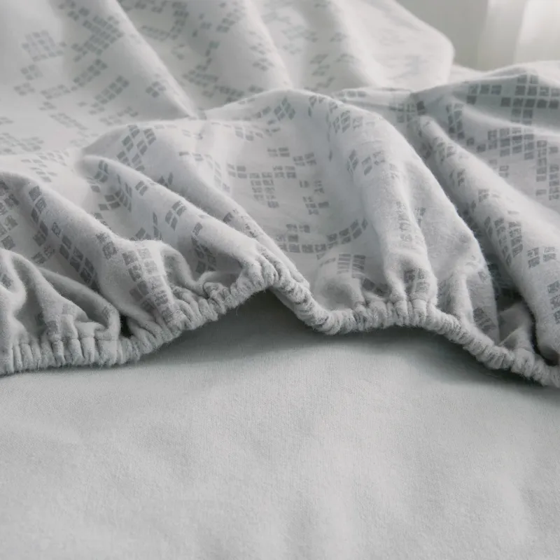 Lenzuola e federe in flanella PHF Set di lenzuola in cotone set di biancheria da letto matrimoniale king size grigio chiaro blu T200706