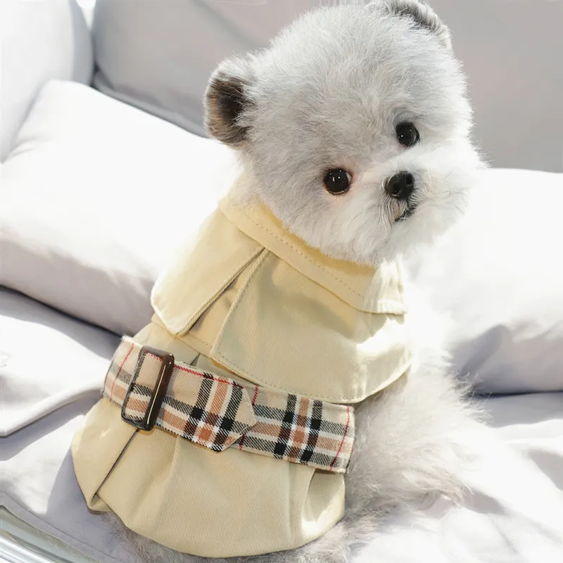 Spirng 여름 개 옷 잘 생긴 트렌치 코트 드레스 작은 개 의상을위한 따뜻한 옷 재킷 재킷 강아지 셔츠 개 애완 동물 의상 y01304d