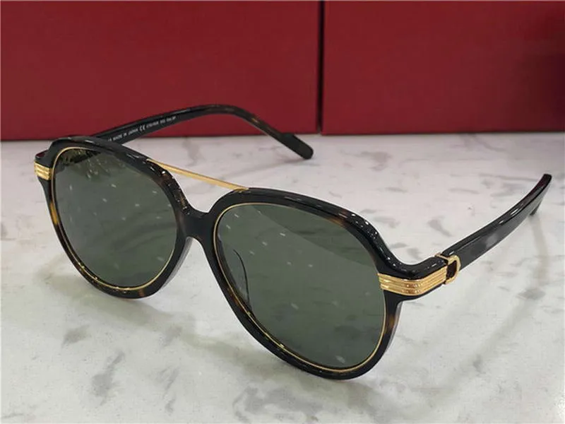 Pilot solglasögon 0159 Gold Tortoise Green Lens Men Fashion Solglasögon UV400 Skyddslinsens toppkvalitet med 293V