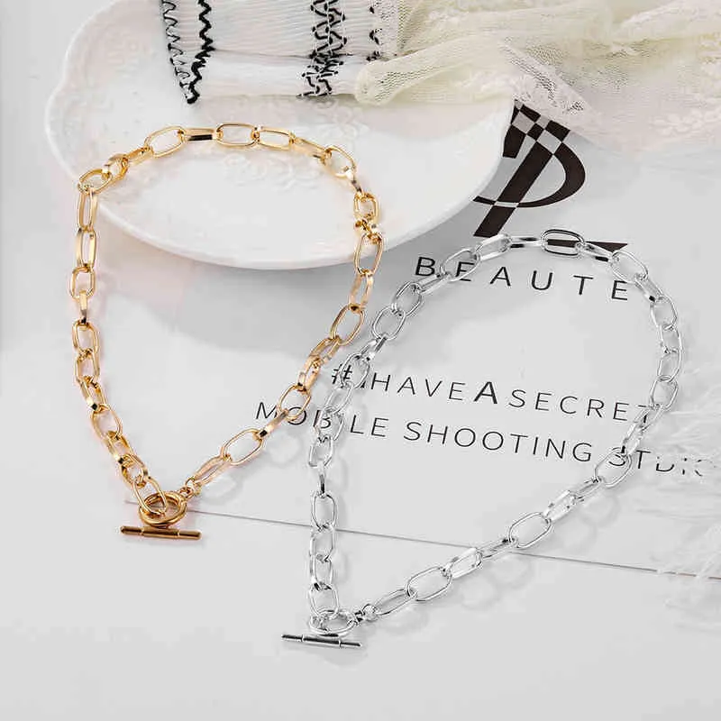 Ипарам Толстая цепь тумблер застежка золотые ожерелья смешанные связанные круг ожерелья для женщин минималистские колье колье горячие ювелирные изделия AA220315