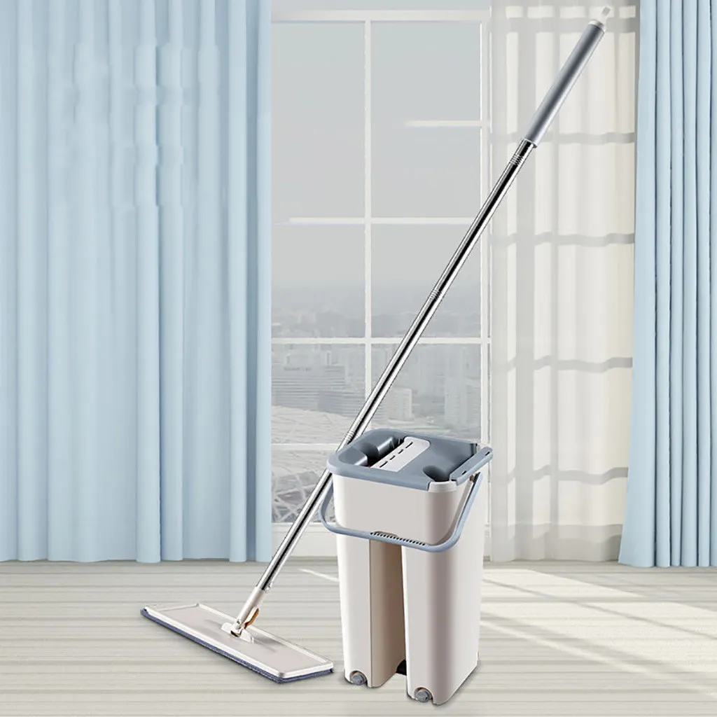 Set Automatik und Eimer 360-Grad-Händewaschen flach Holzboden Staub Push Mop Home Reinigung T200628