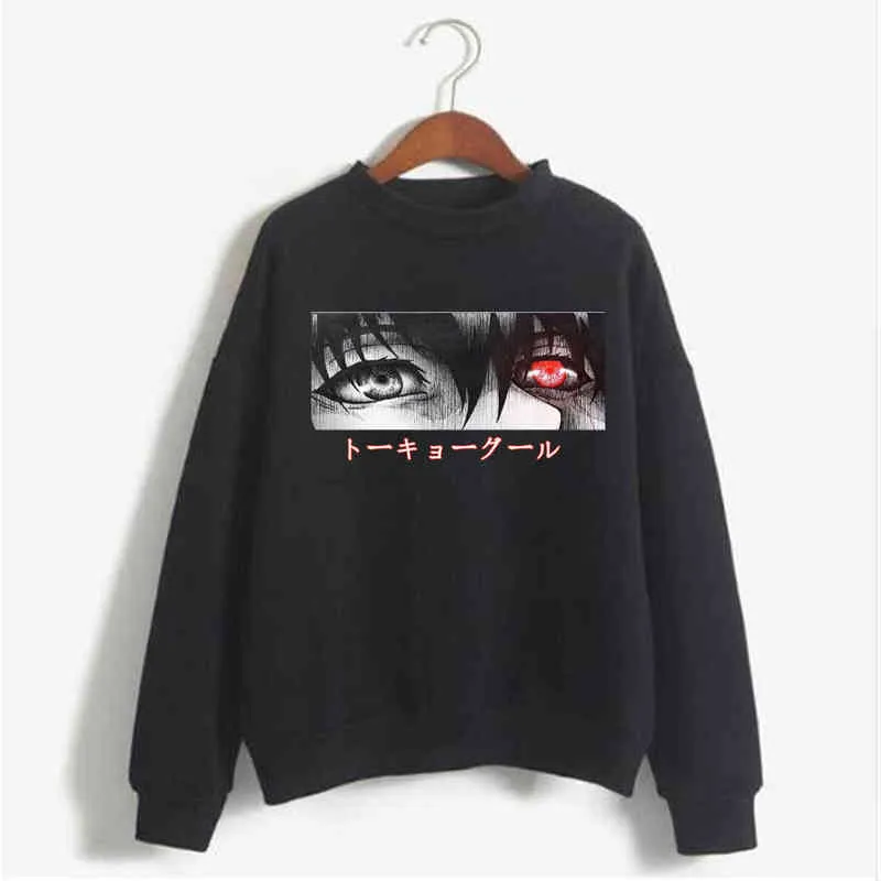 Harajuku Bluza Kobieta / Mężczyźni Bluzy Japoński Anime Tokyo Ghul Eyes Graphic Hoodie H1227