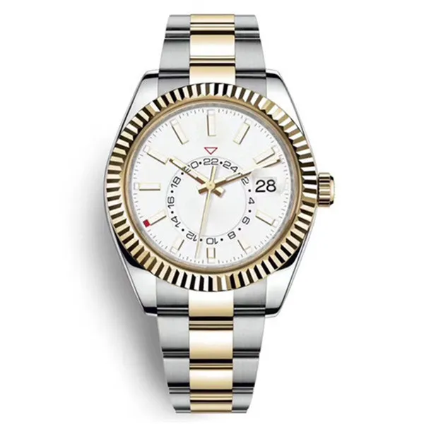 Relógio de luxo novo calendário mecânico automático masculino 42mm relógio de aço inoxidável sky-dweller gmt moda luminosa masculina w2599