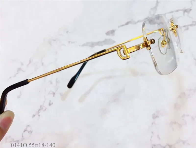 Óculos ópticos de design de moda totalmente novo 0141 retro metal sem aro lente transparente estilo de negócios retro clássico transparente gl2634