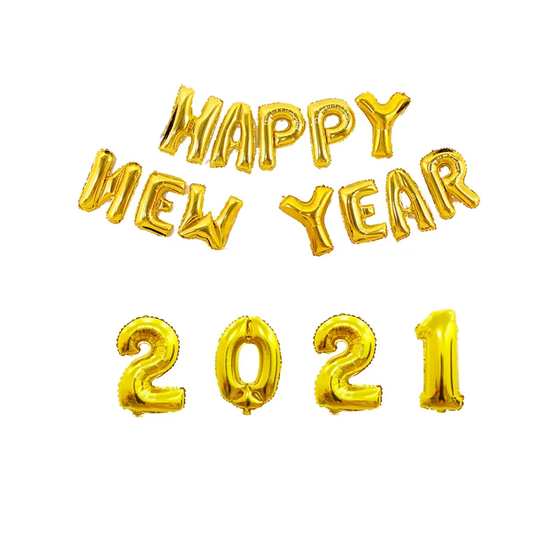 Set Chinese New Year Decorations 2021 Gold Red Latex 16 inch Number Balloon Chinese Happy New Year 2021 Balloon Party Deco F263k