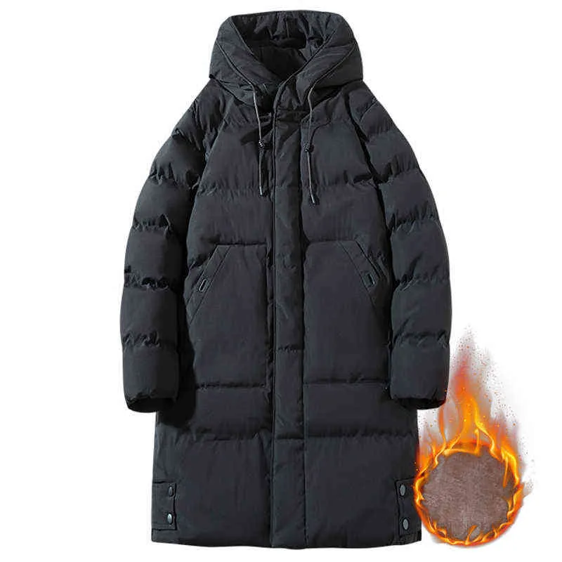 ブランドの冬の長いフリースパーカーコートの男性の暖かいジャケット7xl 8xl大きいサイズフード付きウインドブレーカー厚さのカジュアルサーマルパーカー211216