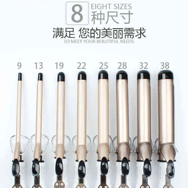 Hår curlers raktare 2021 Ny 9mm-38mm Professional Ceramic Hair Curler LCD Curling Iron Roller Curls Wand Waver Fashion Styling Tools T220916