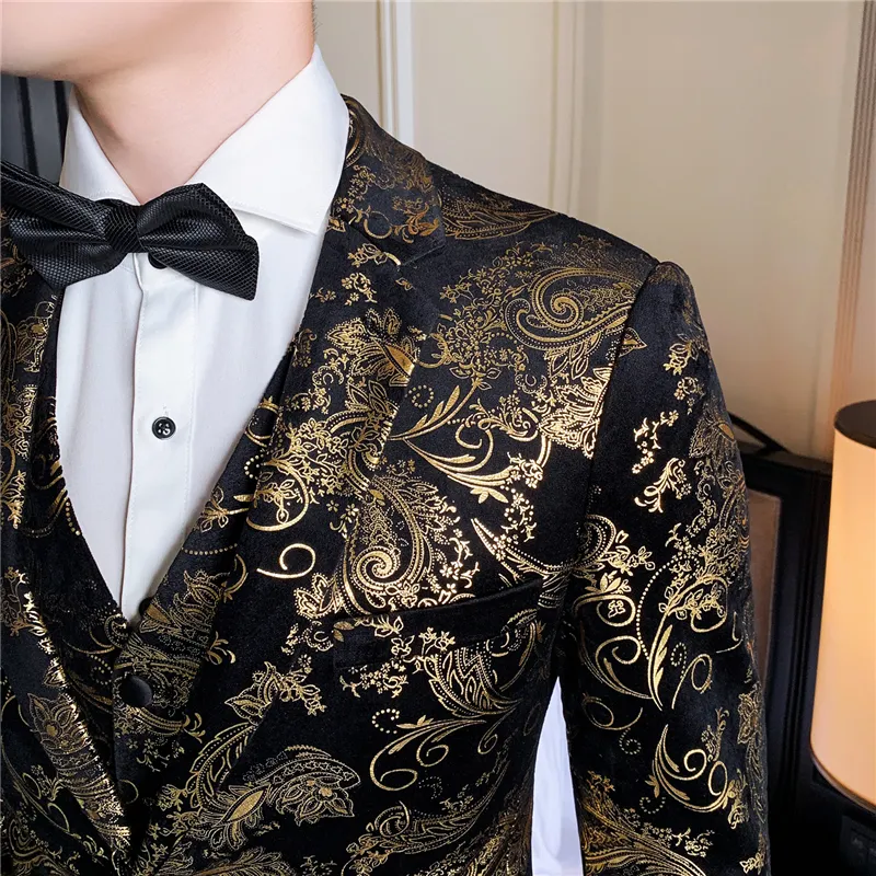 S5XL men's dress threepiece wedding party party clothing men's suit jacket with pants and vest 2019 new male suits T200303